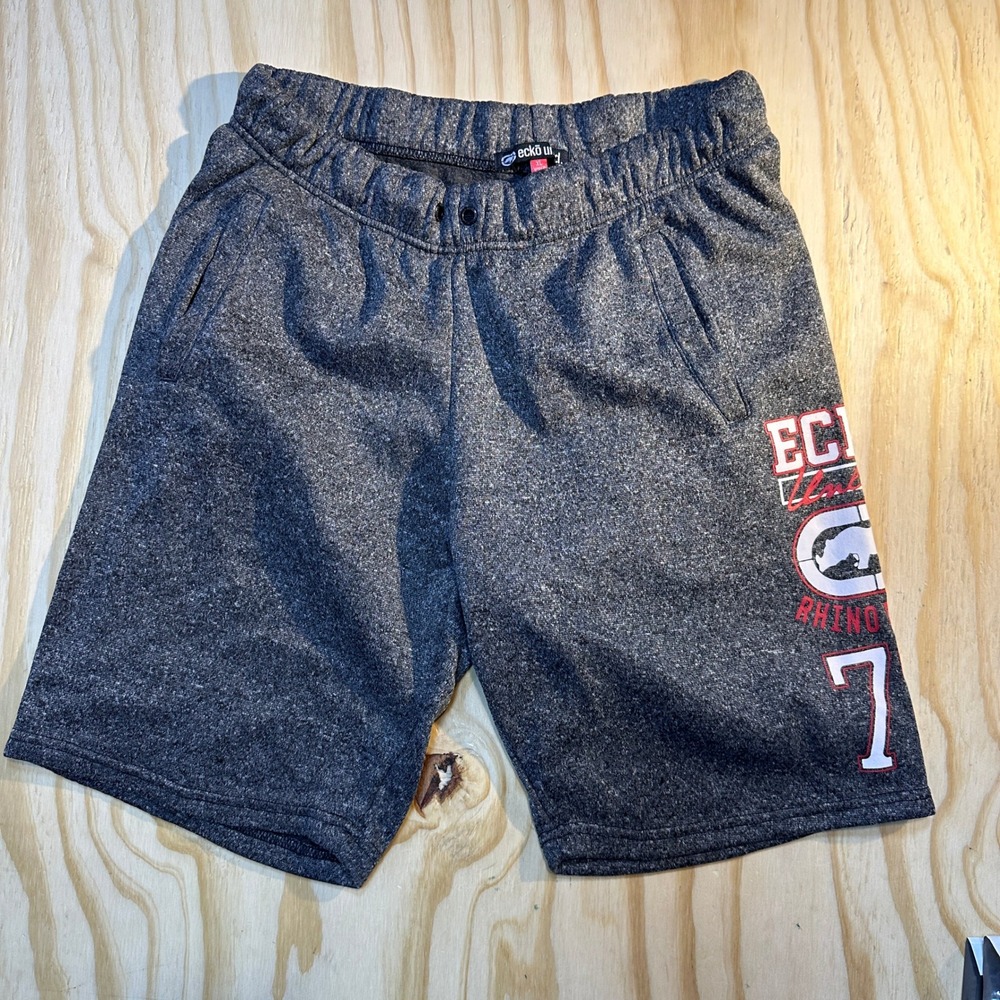 Ecko Unltd Mens XL Charcoal Gray Fleece Graphic Rhino 72 Shorts Streetwear